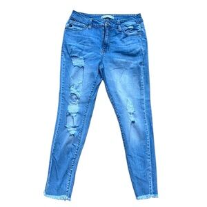 KanCan™ High Rise Light Wash Ripped Skinny Jean Size 29 GUC